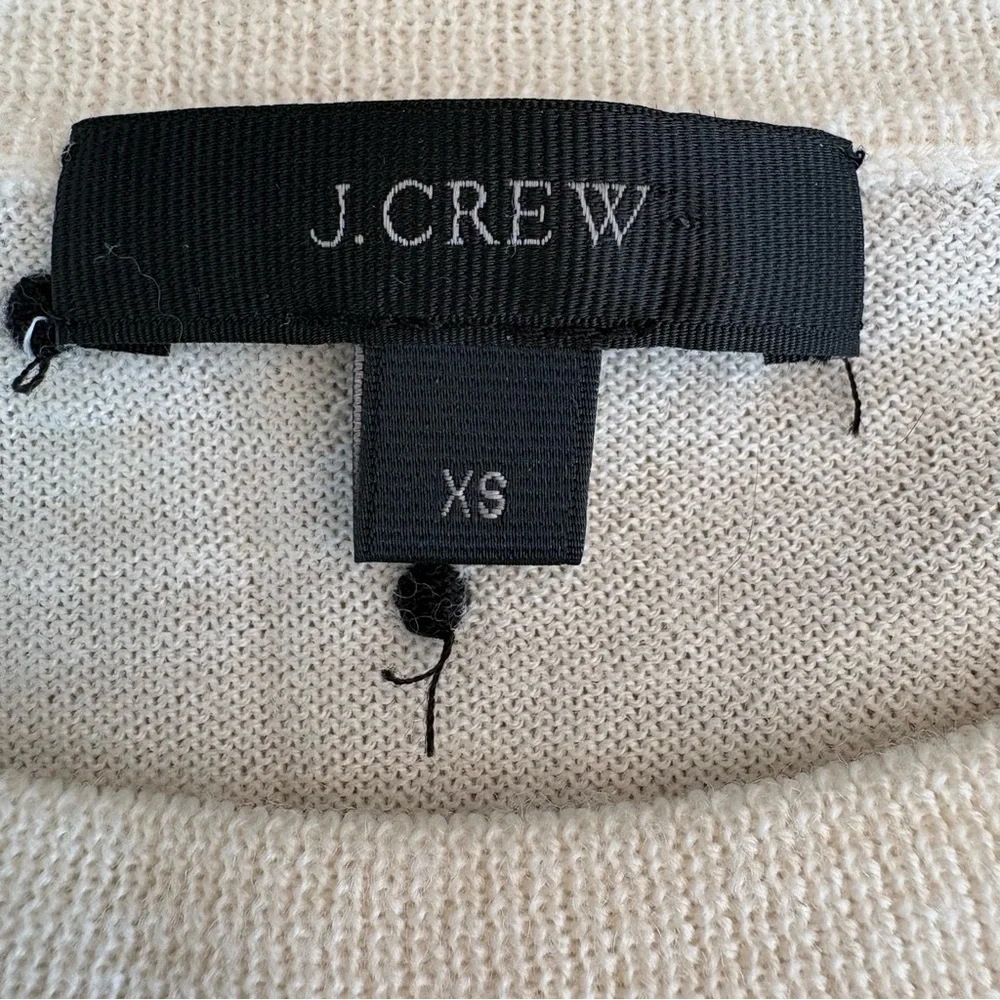 J.Crew Merino Wool Polka Dot Sweater Cream Ivory Crewneck Lightweight Sz XS